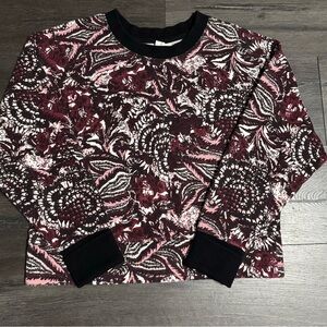 Joie Women's Cropped Top Sweater Size Medium Floral/Paisley Purple Burgundy